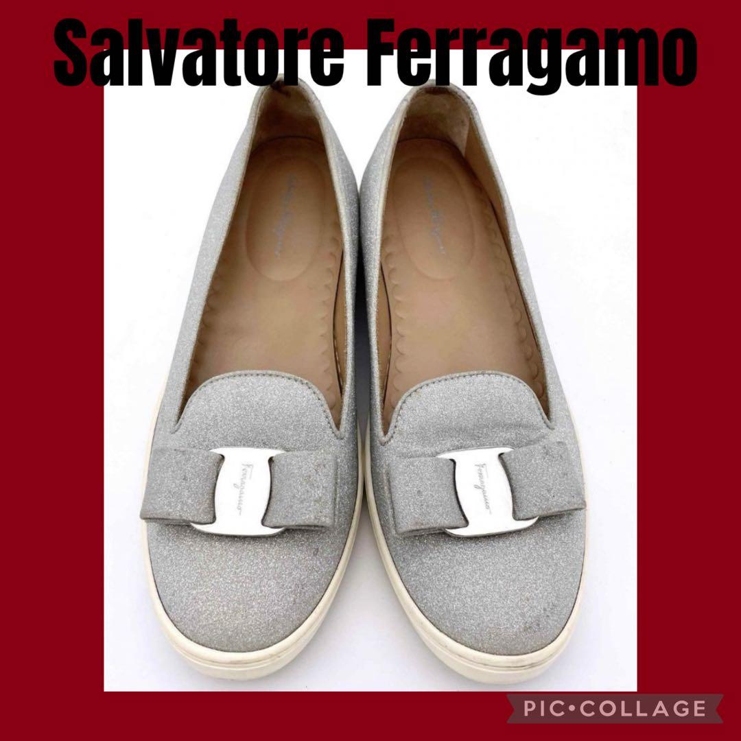 Ferragamo スニーカー ラメ シルバー 24cm 23.5cm ７D