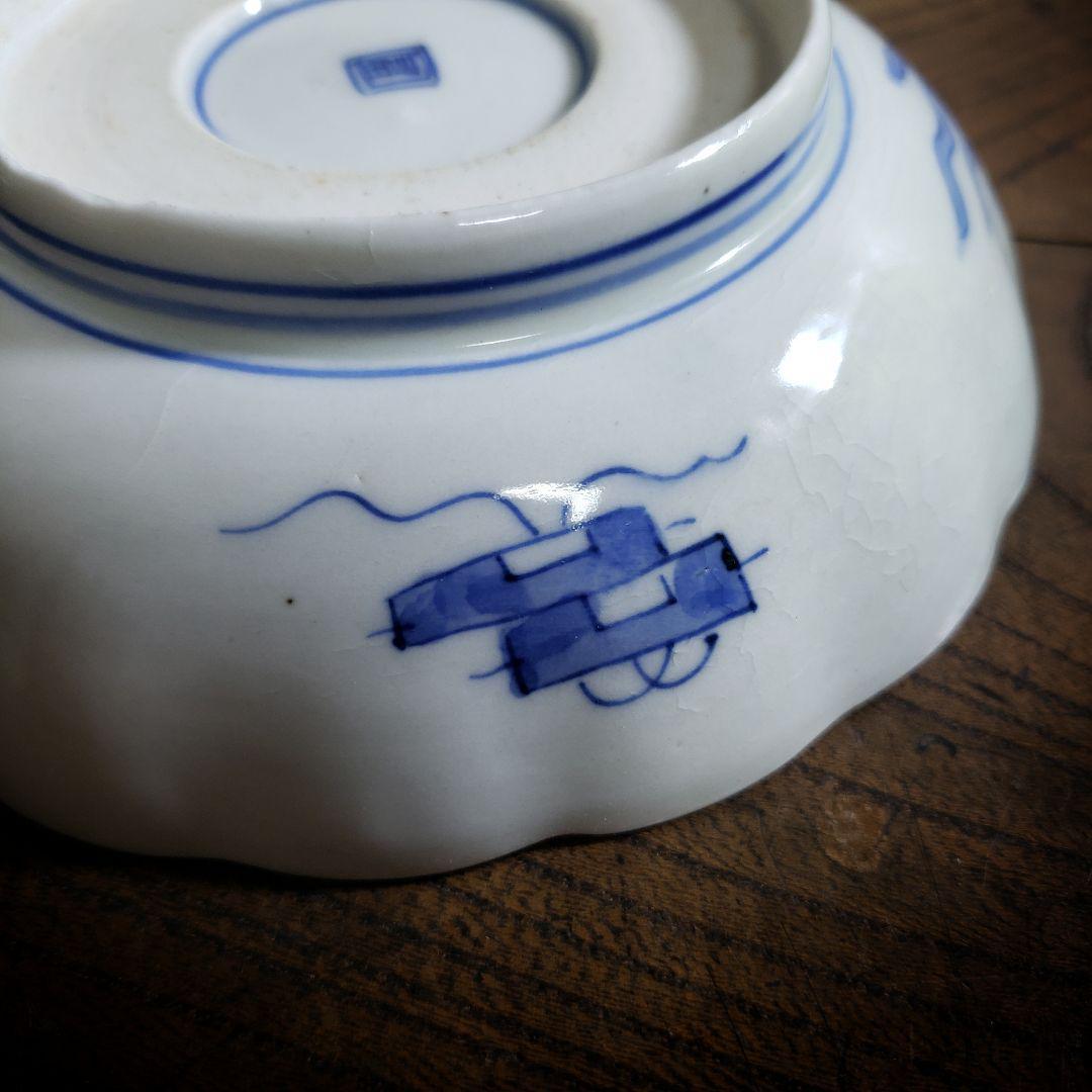 皿 色絵 金彩 牡丹唐草 鶴丸文 二重角富 宝尽くし 桐文花弁縁 古伊万里 ロ号