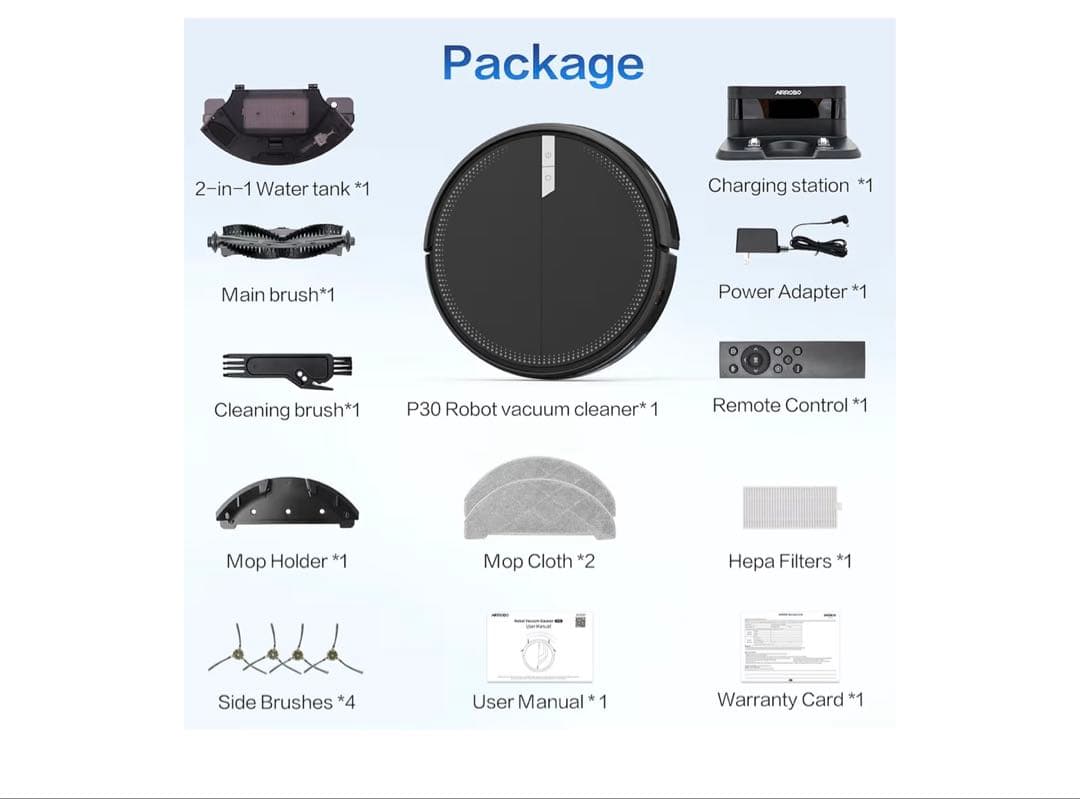 ロボット掃除機本体 ブラック 3000Pa 吸引力