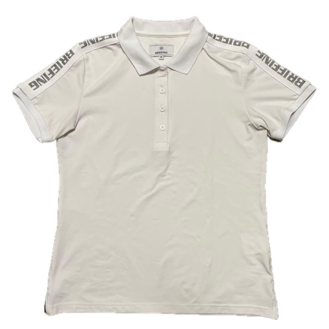 【美品】BRIEFING ブリーフィング ホワイト ポロシャツ 肩ロゴライン