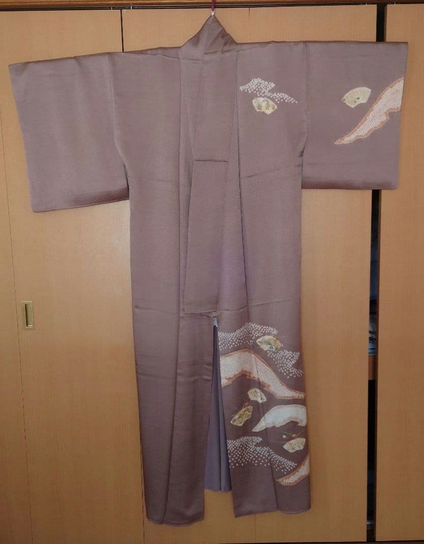 【お買い得品】訪問着　駒刺繍　絞り　流水花文　正絹　袷　唐織六通袋帯