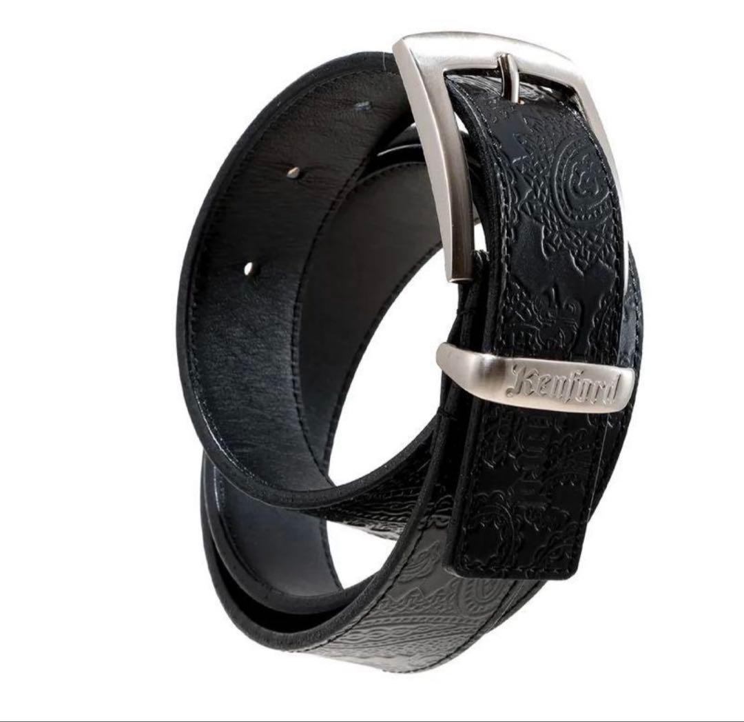 小物 KENFORD EMBOSSED LEATHER BELT PAISLEY