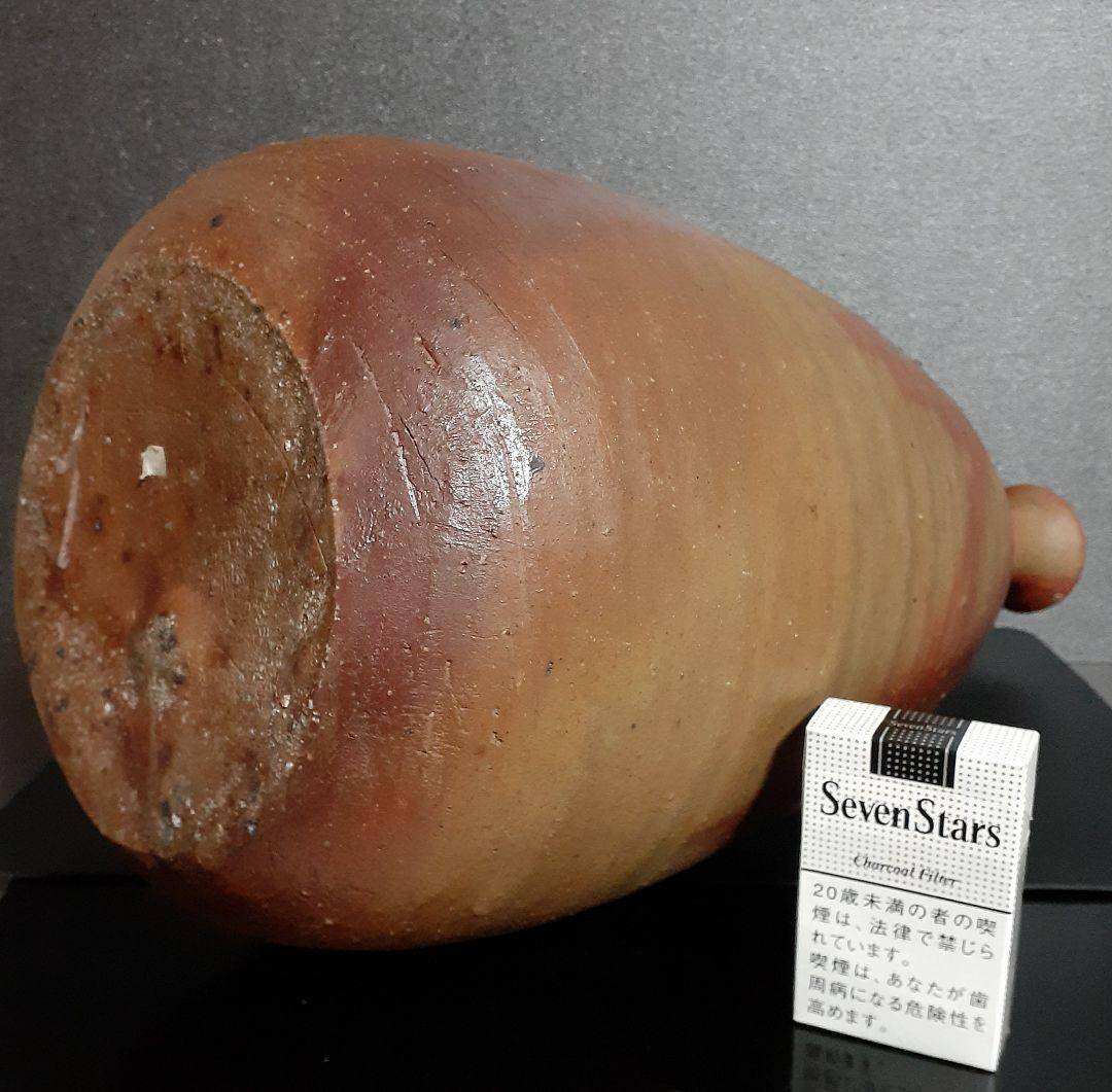 【大作】岡山県重要無形文化財保持者　備前焼【伊勢崎満】造　窯変　特大舟徳利