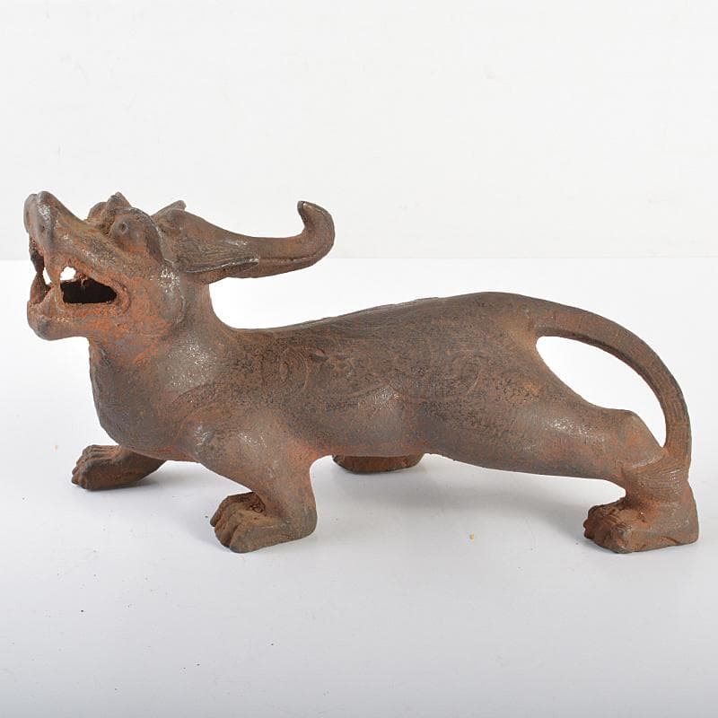 中国　古鉄　神獣　置物　M　R6845