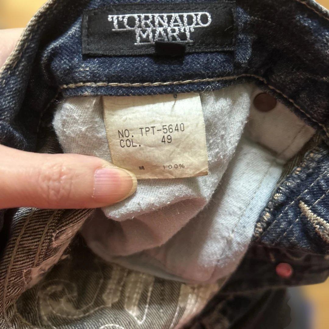 刺繍入りダークブルーブーツカットデニム　ヴィンテージ美品