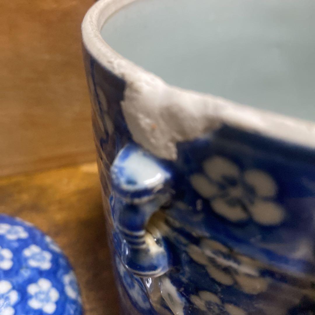 中国染付花づくし水指