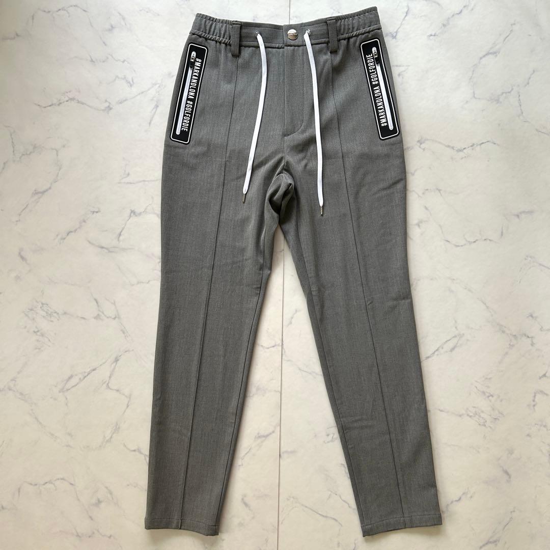 極美品 マークアンドロナ 2023年 ゴルフパンツ ラバーロゴ 裏起毛 グレー