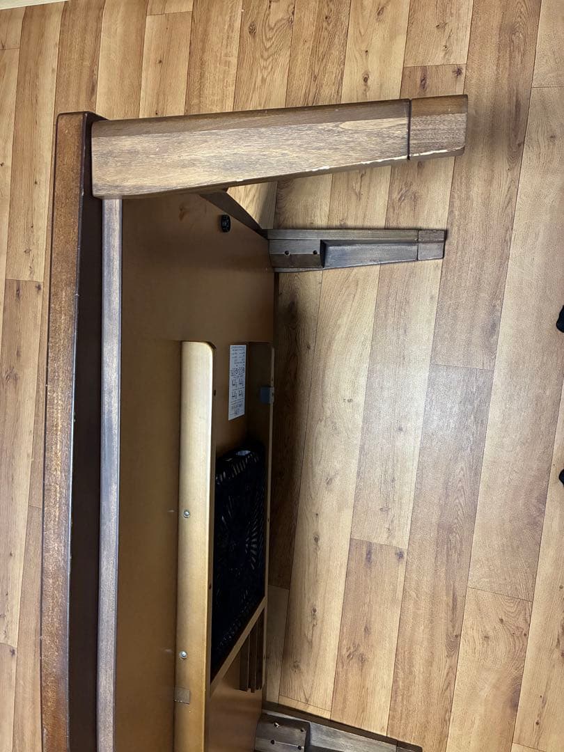 木製 長方形テーブルこたつ 装飾インレイ