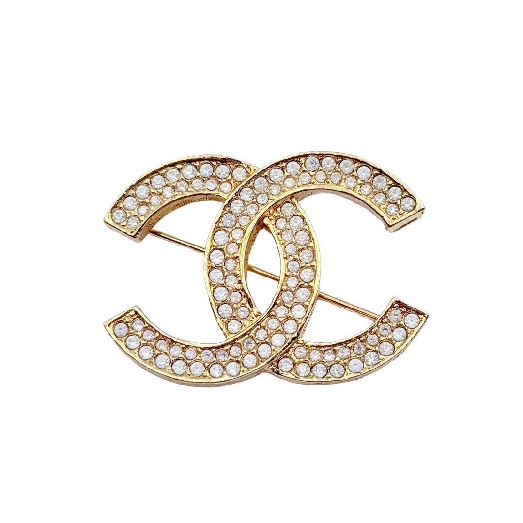 ⭐️極美品⭐️シャネル ピンブローチ ラインストーン ココマーク ゴールドGP