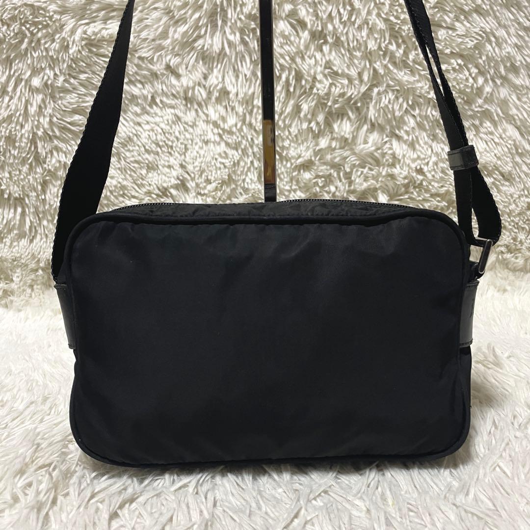 【良品】PRADA プラダ　カメラバッグ　ショルダー　ナイロン　レザー　ブラック
