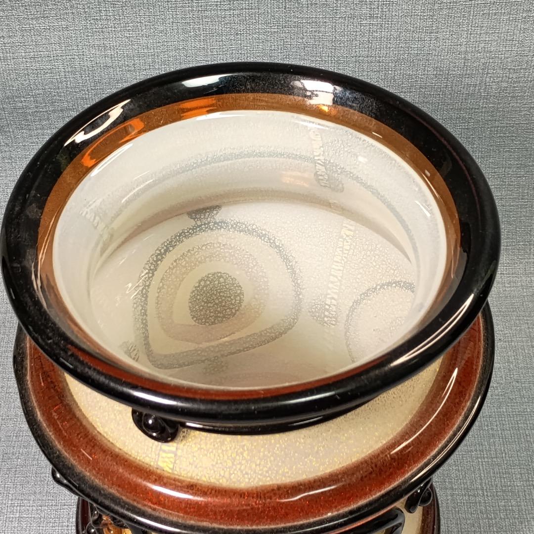 ■岩田久利 作 『硝子紋章花壷』 共箱　27cm　花瓶　技工名品 日展評議員