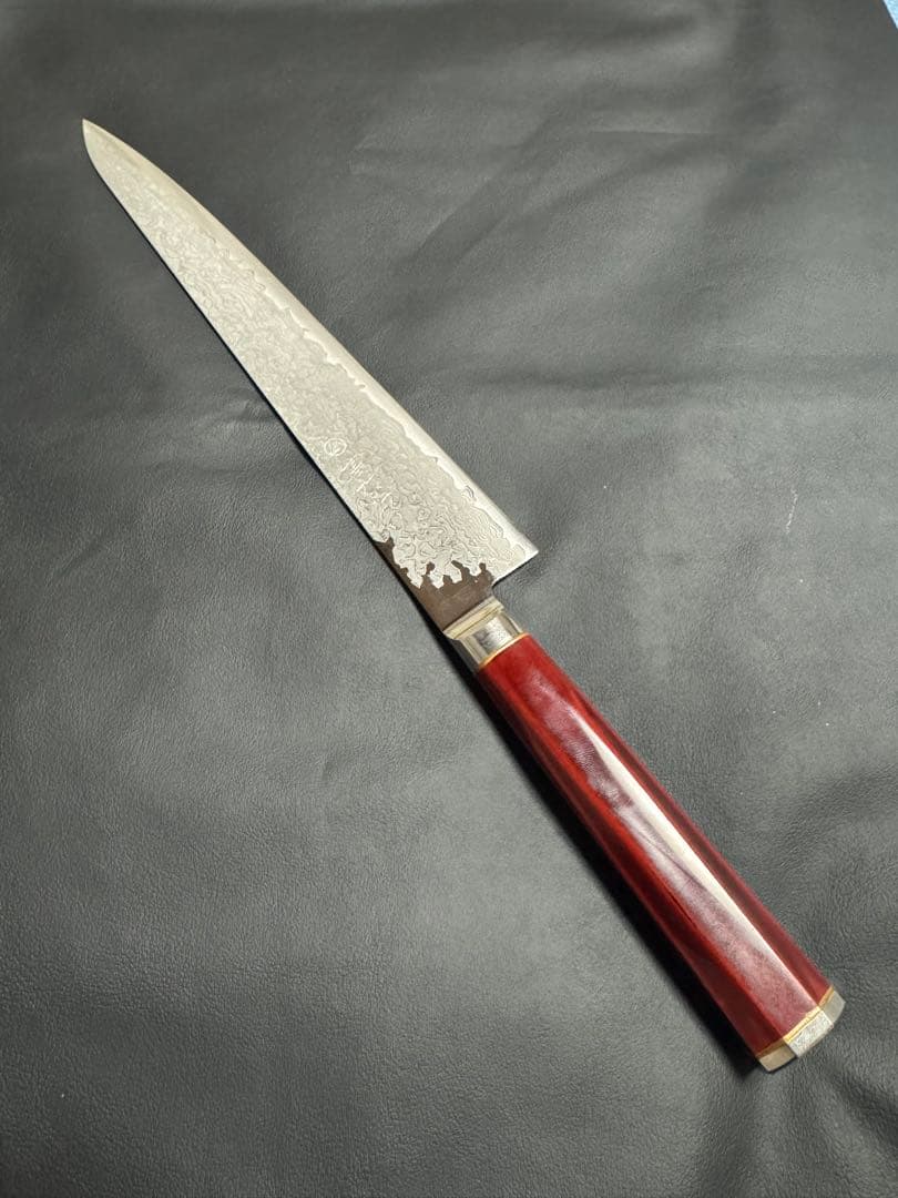 高村刃物 高村作 打雲漆 筋引 270mm鍛造粉末不錆鋼 ダマスカス 包丁