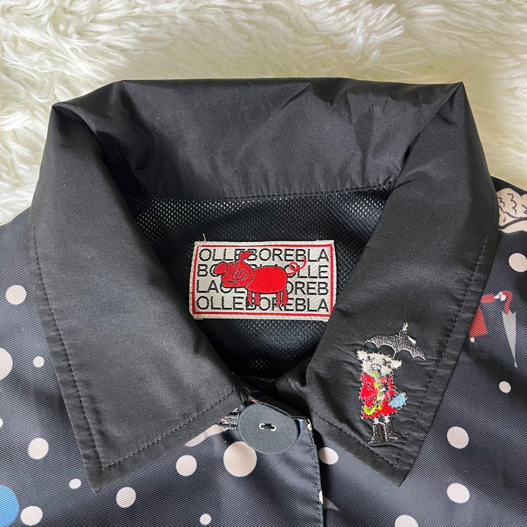 美品✨アルベロベロ　レインコート　ブラック　ぶたさん　総柄　刺繍