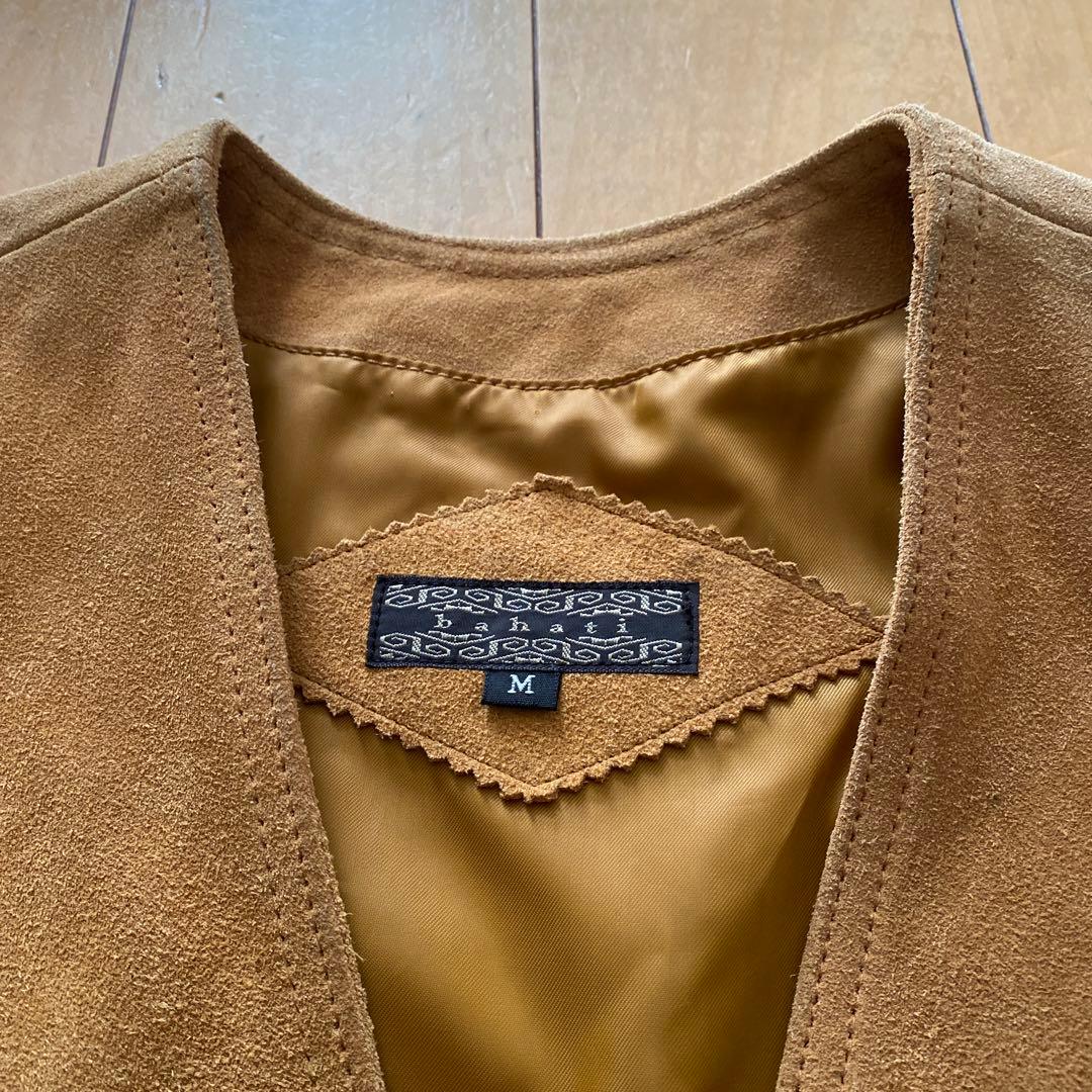 ネイティブ柄 チマヨ レザーベスト M スエード 牛革 90s ヴィンテージ