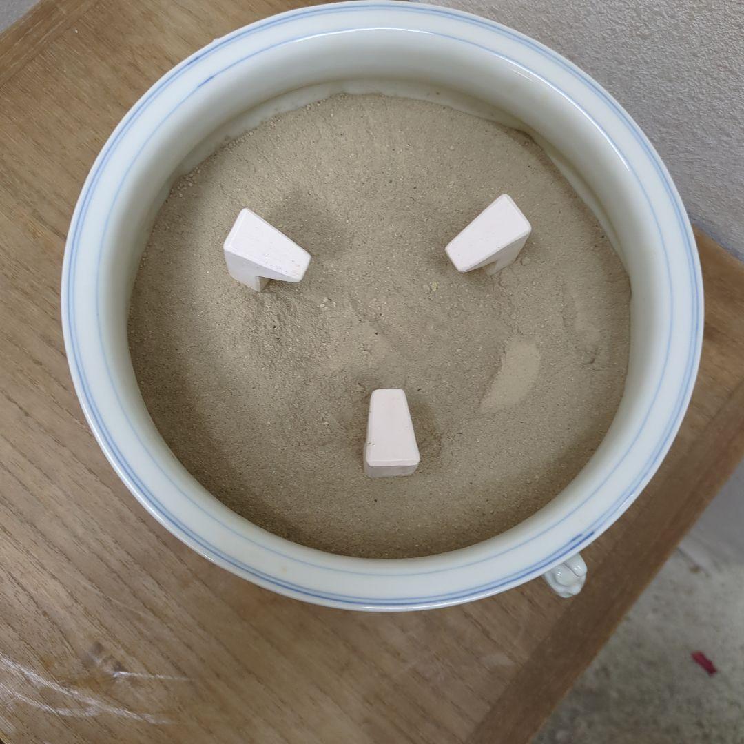 瓶掛　青白磁 　灰　五徳　敷板付き　茶道具　煎茶道具　火鉢