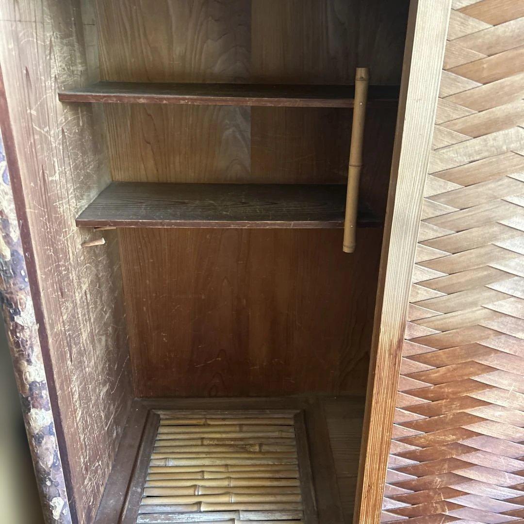 送料込み　伝統工芸　置き水屋　茶道具　置水屋　水屋箪笥　網代引戸　茶箪笥