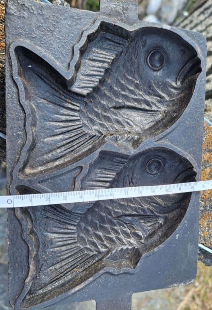 たい焼き器　鯛焼き器　業務用　１本　鋳鉄 魚型焼き型 二匹用