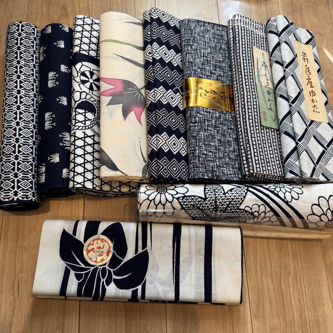 格安 リメイク　素材　 まとめ売り　着物　和服　10点　本染　浴衣　反物　三越