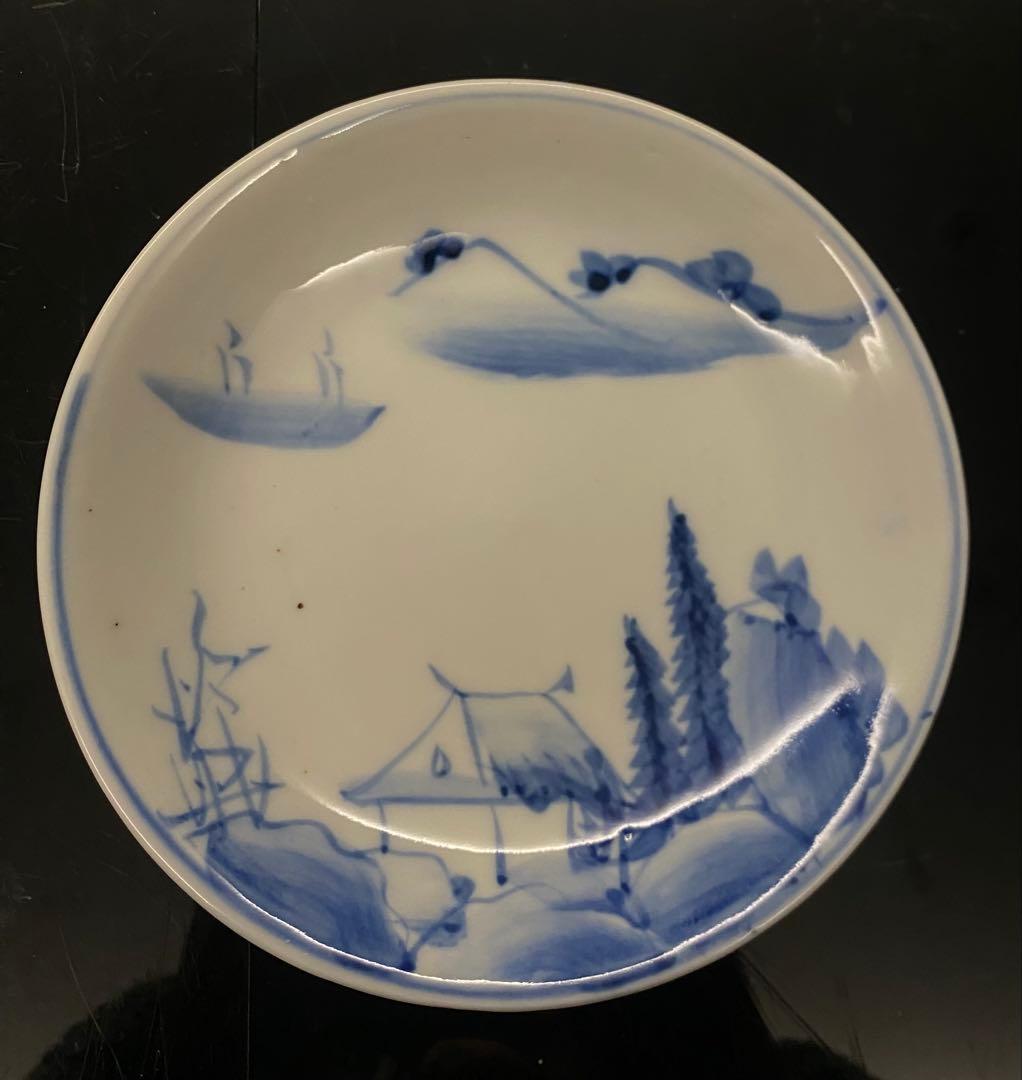 古伊万里染付山水文皿　6枚セット