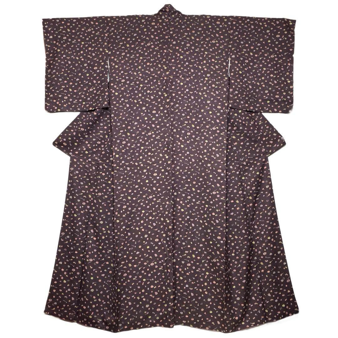 ¨̮⃝ 身丈165 上質 縮緬 茶道道具 お茶目な小紋 kimono