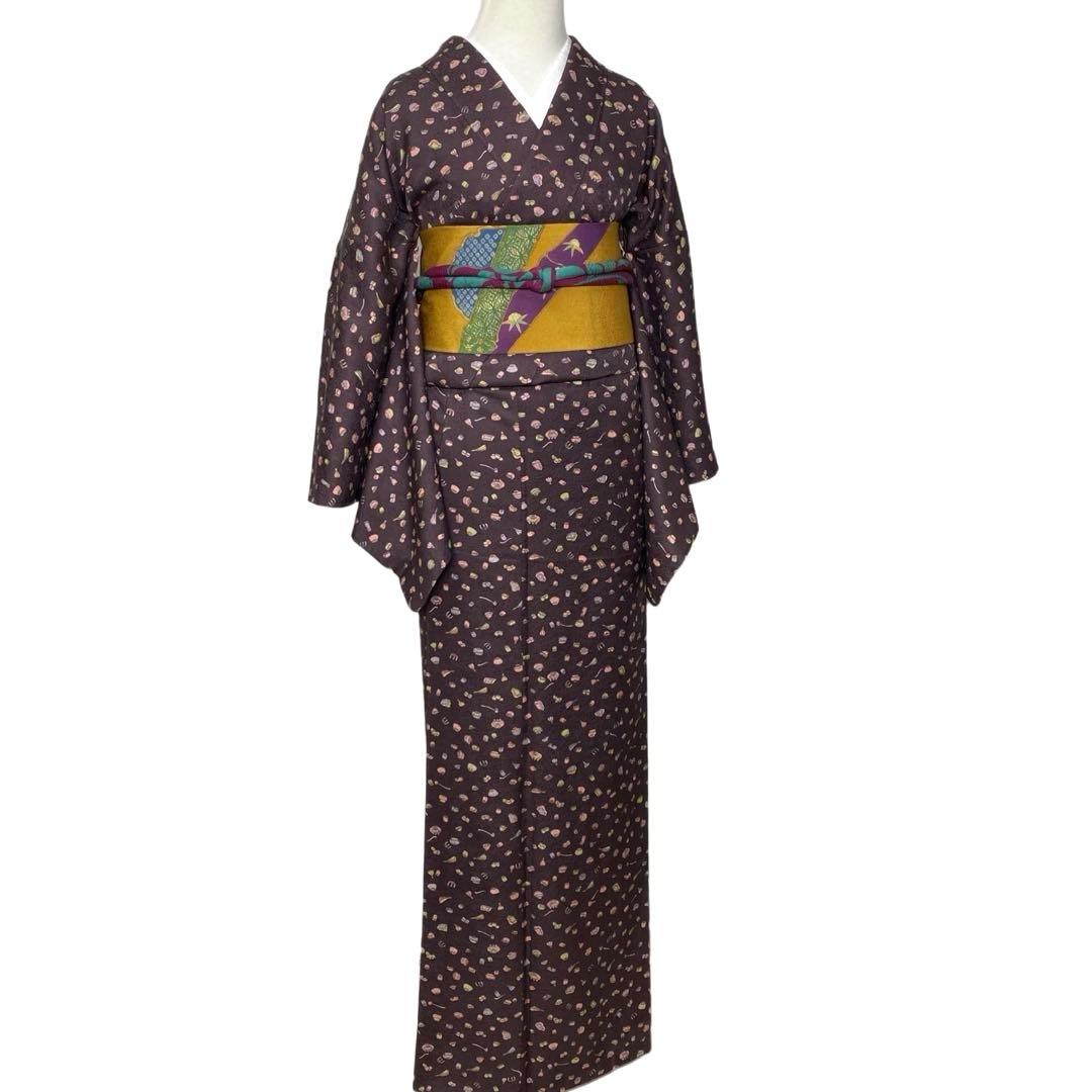 ¨̮⃝ 身丈165 上質 縮緬 茶道道具 お茶目な小紋 kimono