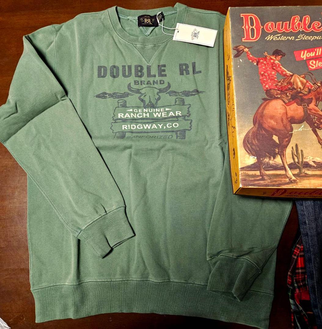 hirosu6966　DOUBLE RL オリーブグリーン スウェットXL