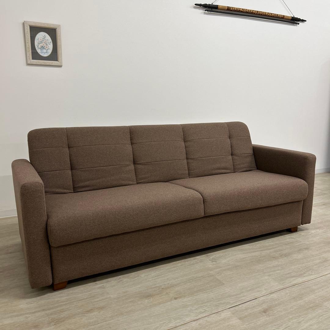 九州限定☆ソファベッド 収納庫付 ソファ シングルベッド ブラウン 開梱設定配送