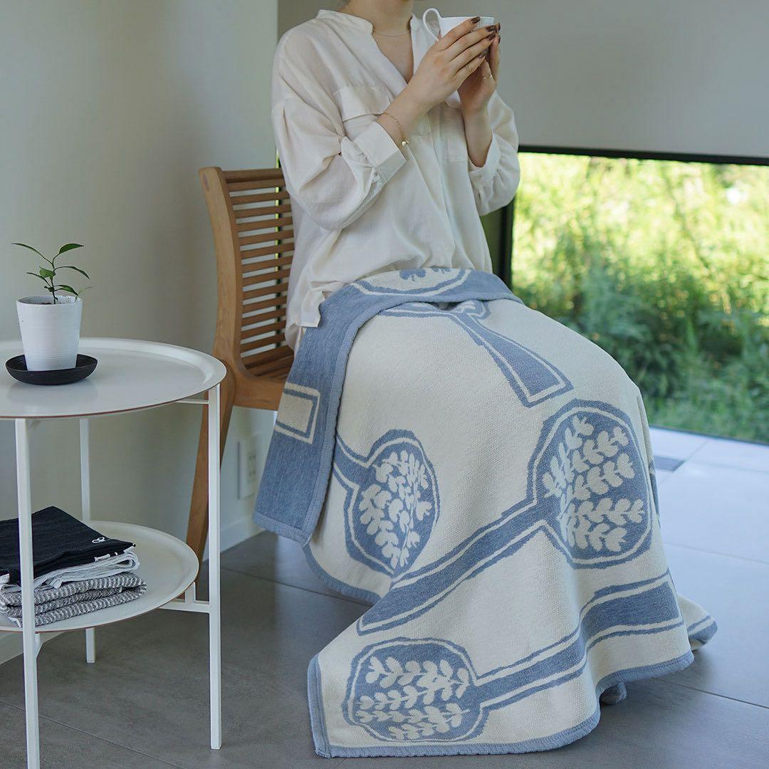 新品 未使用 クリッパン ミナペルホネン ブランケット コットン ブルー 皆川明