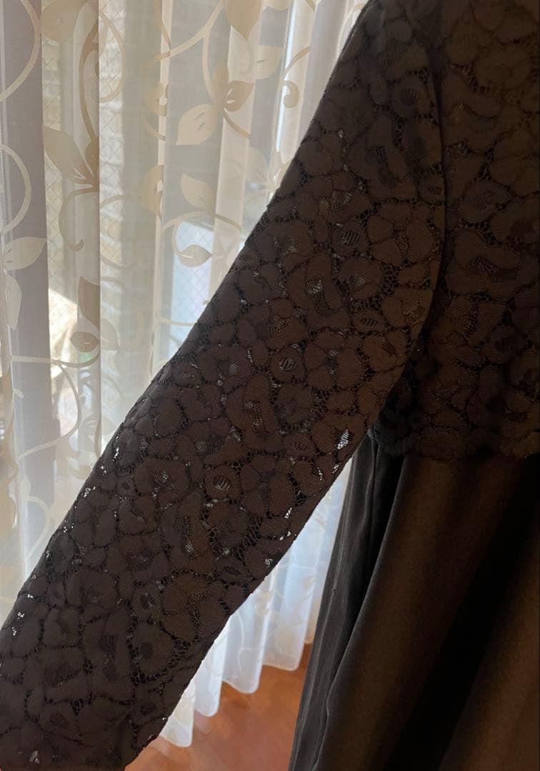 自由区　ワンピース　黒　レース　44 パーティ 冠婚葬祭　ウォッシャブル