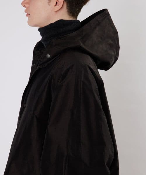 COMOLI (コモリ) コットンシルク フーデッドコート [BROWN]