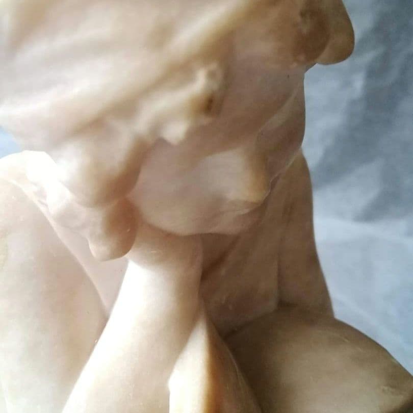 逸品　大理石像　本を読む少年少女像　フランス　1800年代後半　アンティーク