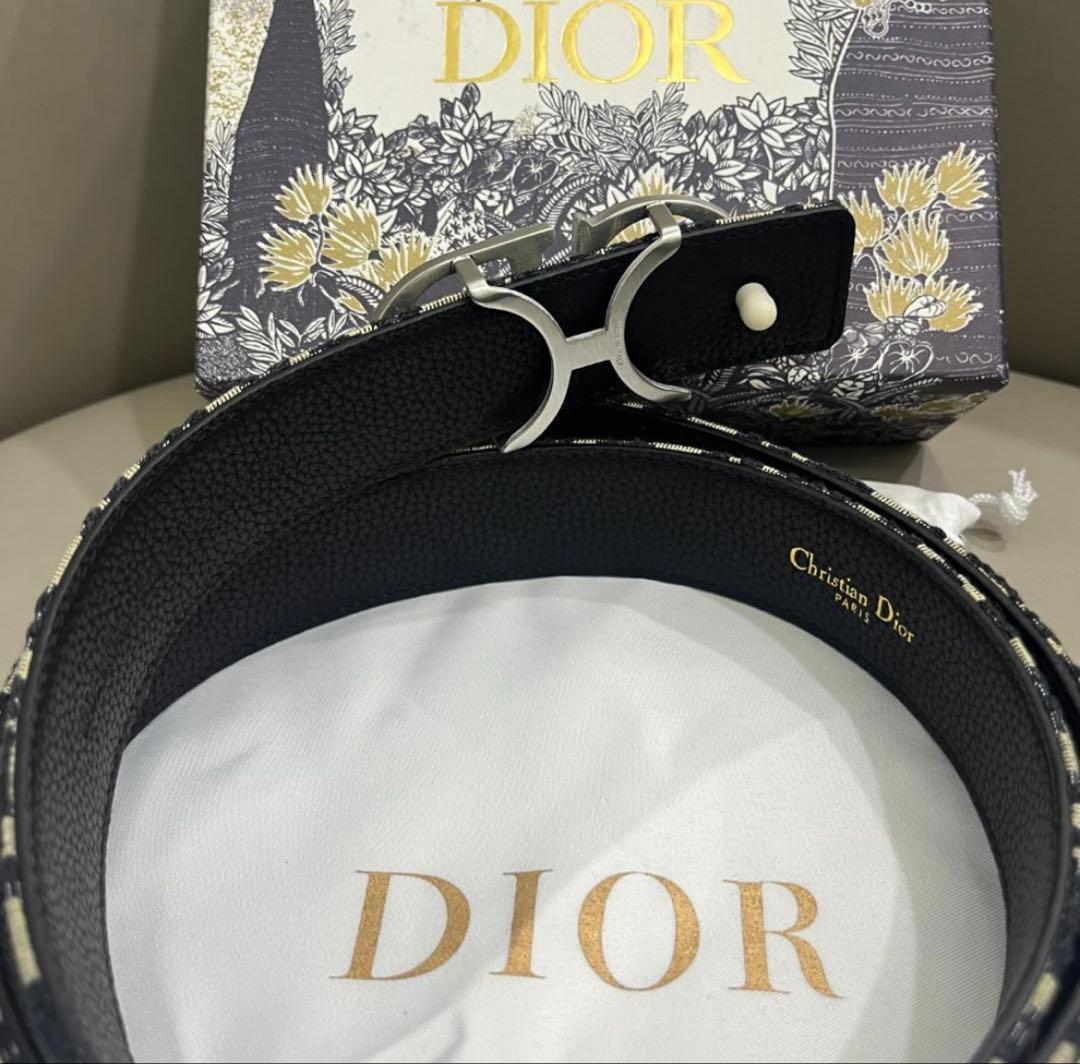 Christian Dior ディオールのシルバーバックル付きベルト