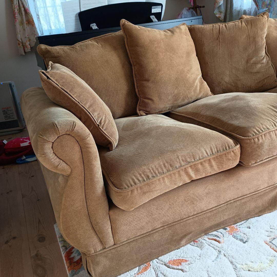 ベージュファブリックソファ 3人掛け　愛知引取限定