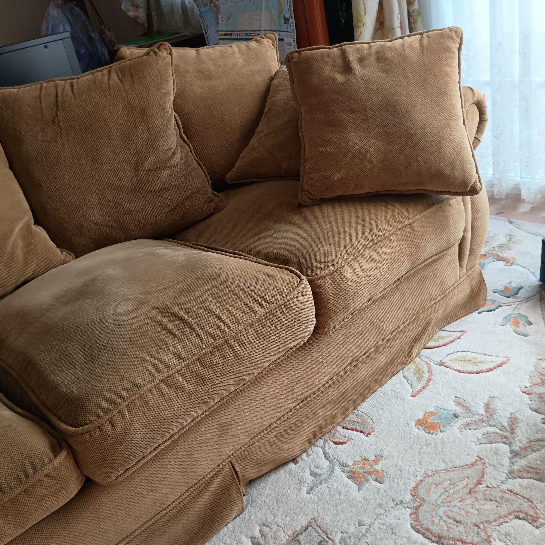 ベージュファブリックソファ 3人掛け　愛知引取限定