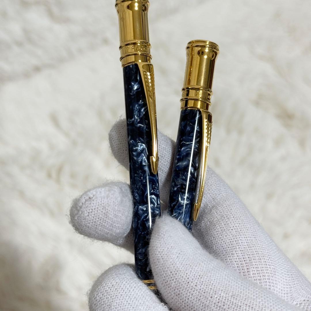 【美品】付属品多数　パーカー　デュオフォールド　マーブルブルー　2本セット