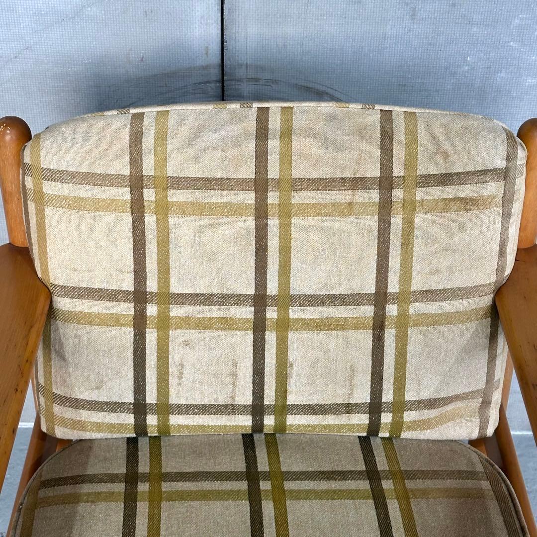 ✿昭和レトロ✿ カリモク ヴィンテージ木製チェア クラシック 布座面チェア①