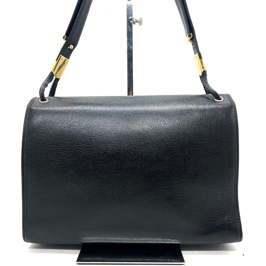 【美品】ディオール ハンドバッグ ゴールド金具 シボレザー ブラック