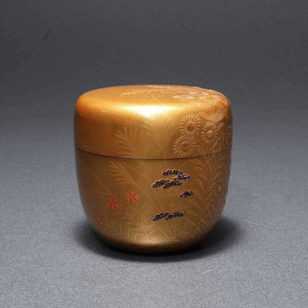 棗　秋草文　清水宗水　金蒔絵　共箱　R1690