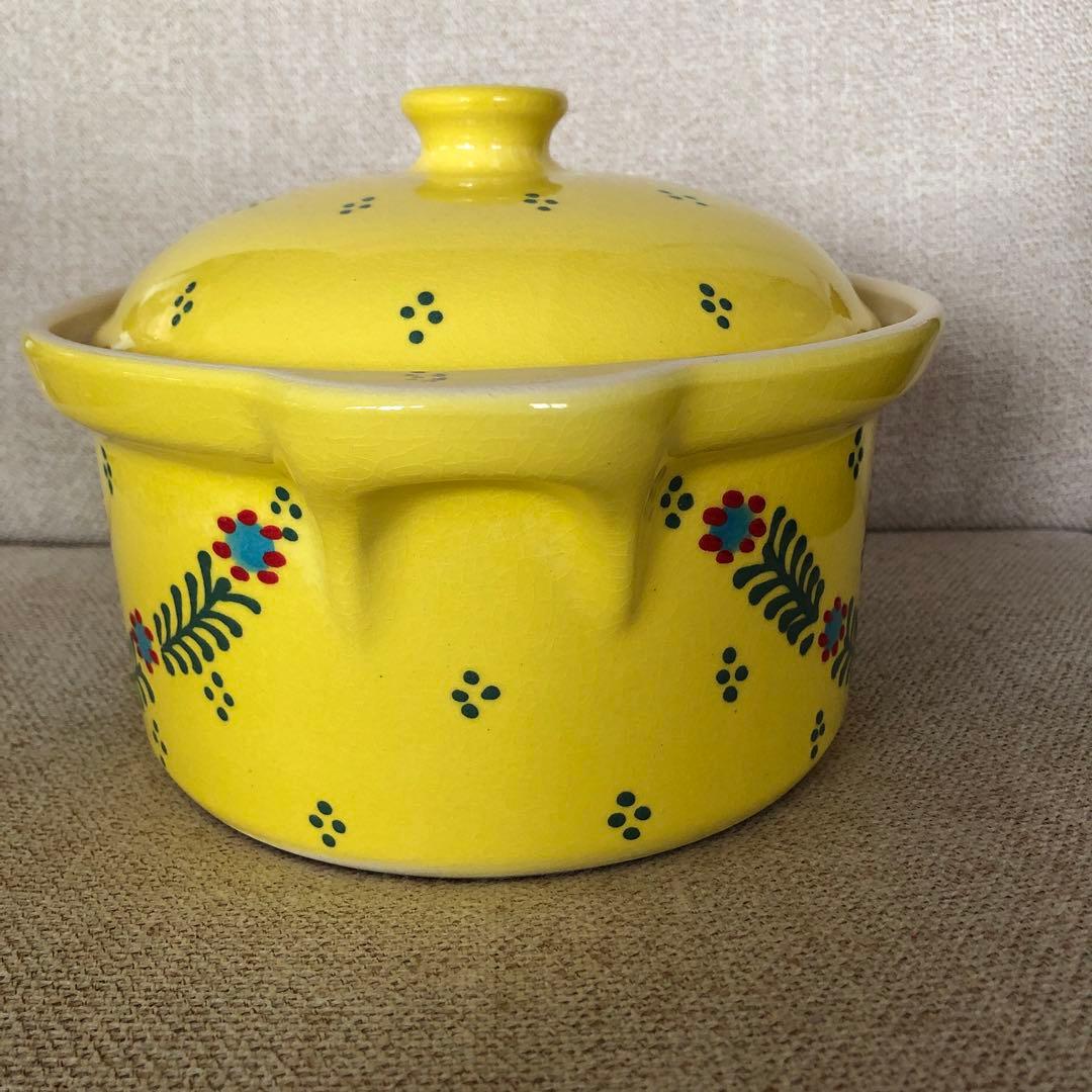 新品！フランス製　アルザス陶器　BECK社　両手鍋　イエロー