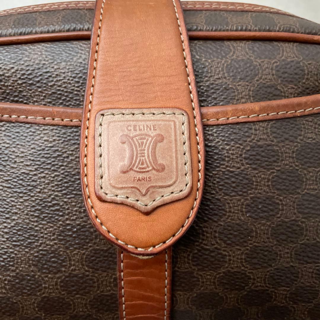 セリーヌ CELINE PVC レザー マカダム ショルダーバッグ ブラウン