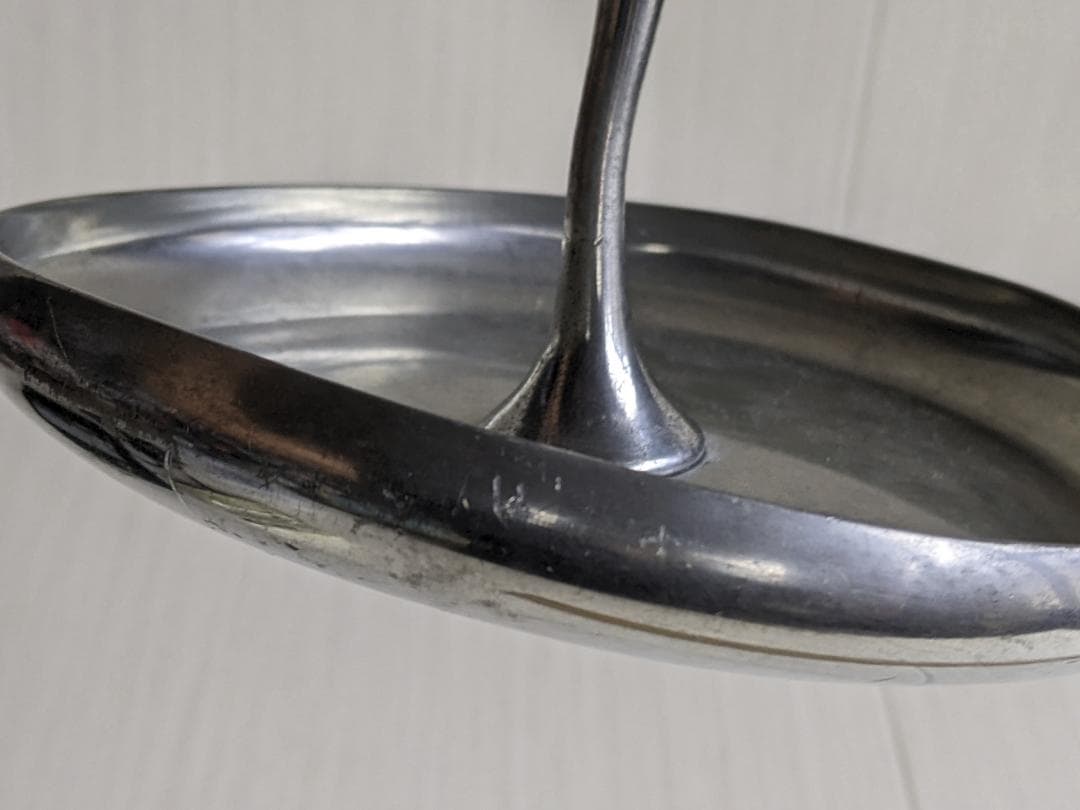 フランス　アンティークケーキスタンド　歪みあり ピューター　FRANCE