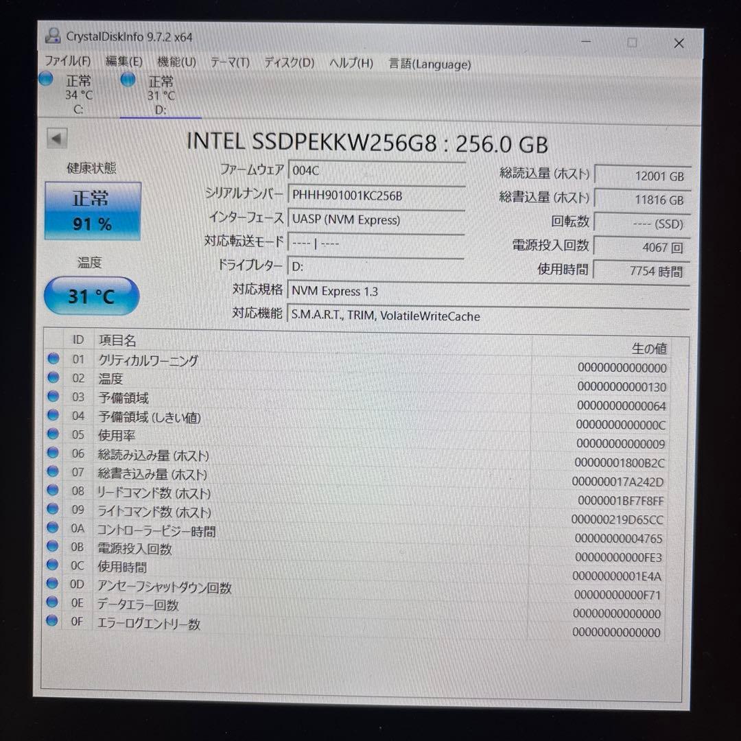④ M.2 SSD NVMe 256GB×4本＋128GB×1本