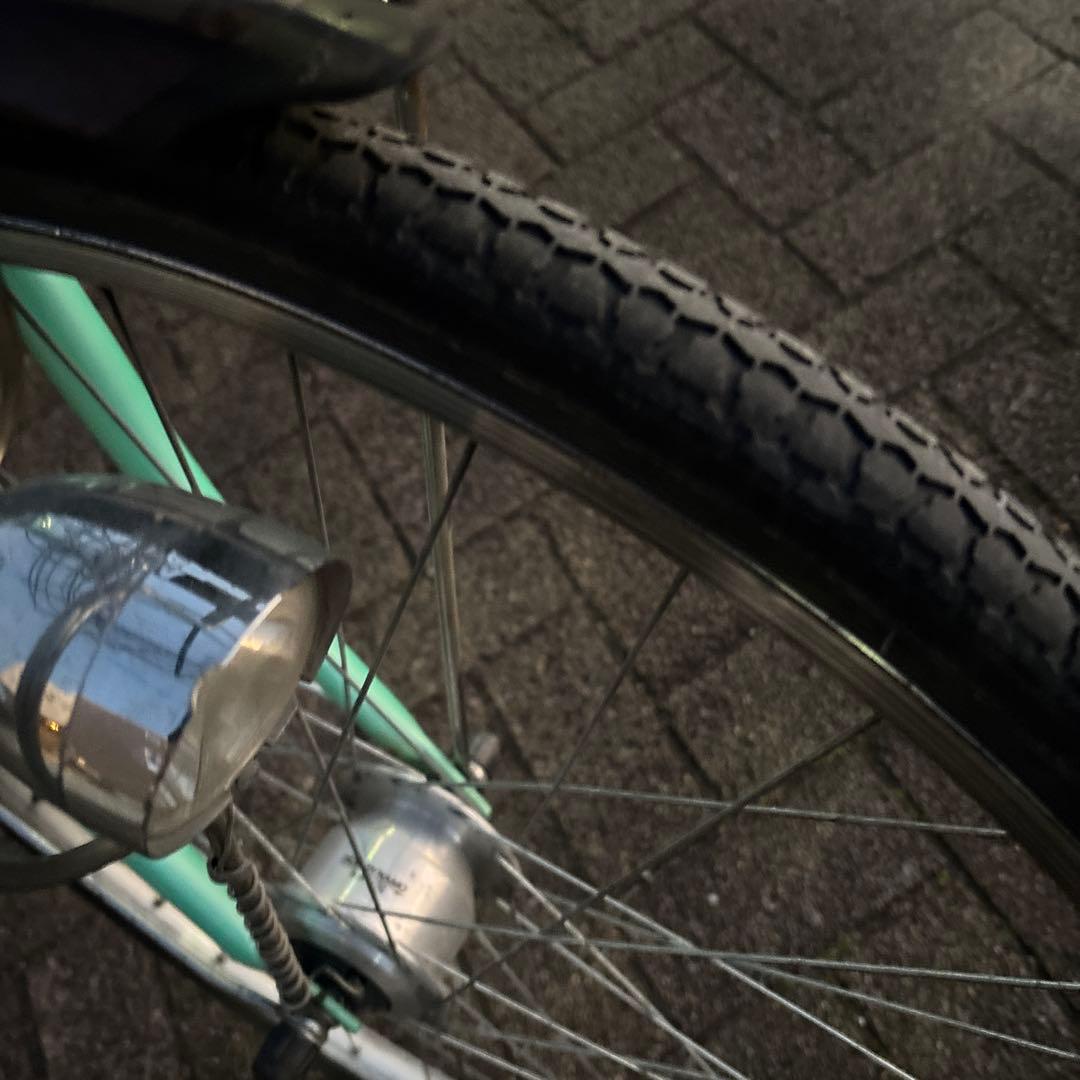 【直接の引き渡し】26インチミントグリーン 前面バスケット付き