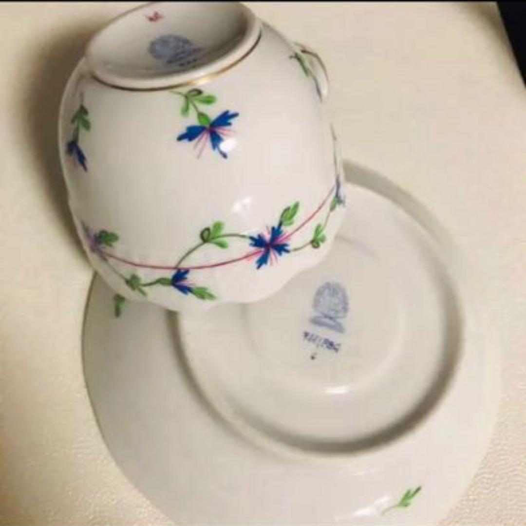 ヘレンド      コーンフラワー　矢車菊　テテアテテ　トレイ付きセット