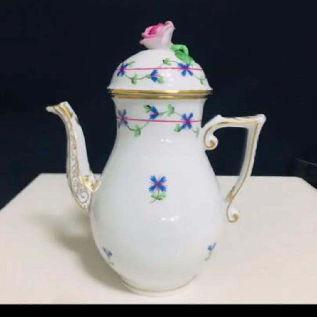 ヘレンド      コーンフラワー　矢車菊　テテアテテ　トレイ付きセット