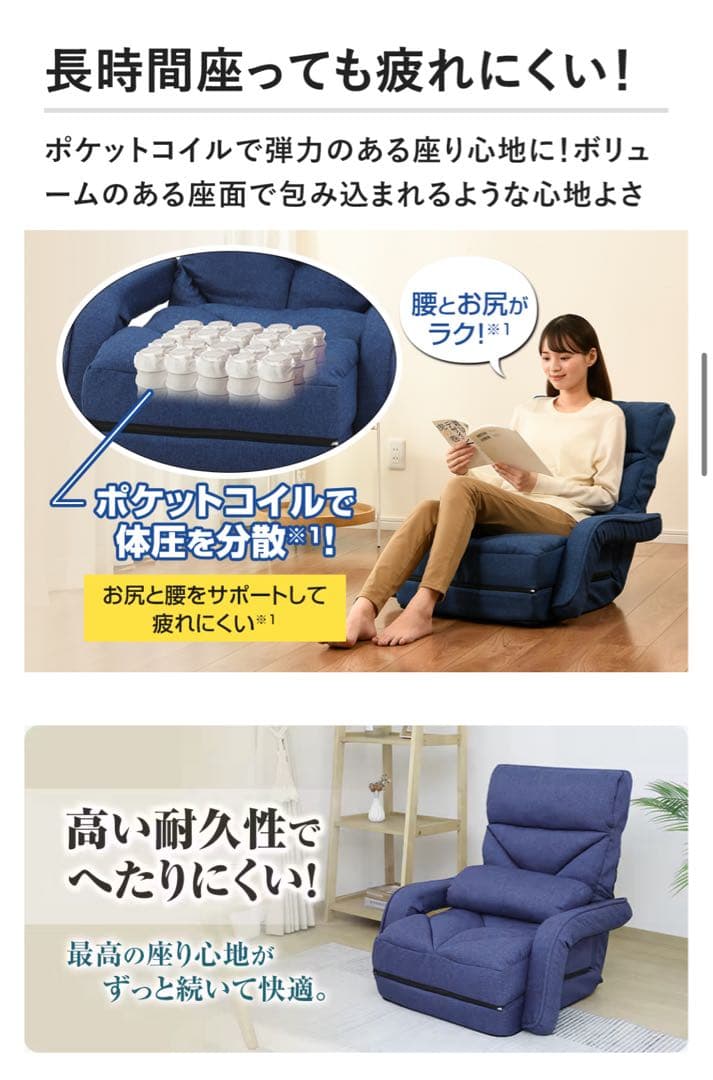 新品　未使用　多機能チェア　プレミアム　 ネイビー　ジャパネットたかた　座椅子