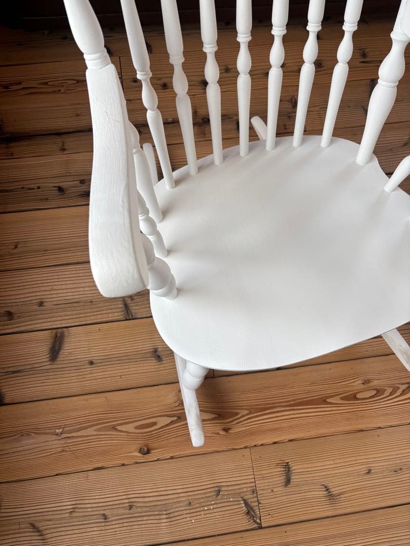 ホワイトペイント白い木製ロッキングチェアヴィンテージシャビーシックフレンチロココ