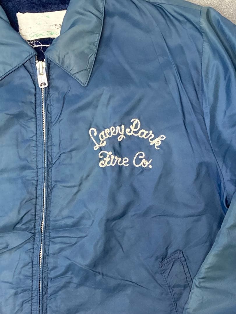 ヴィンテージ ナイロンコーチジャケット 刺繍 Firestone ネイビー