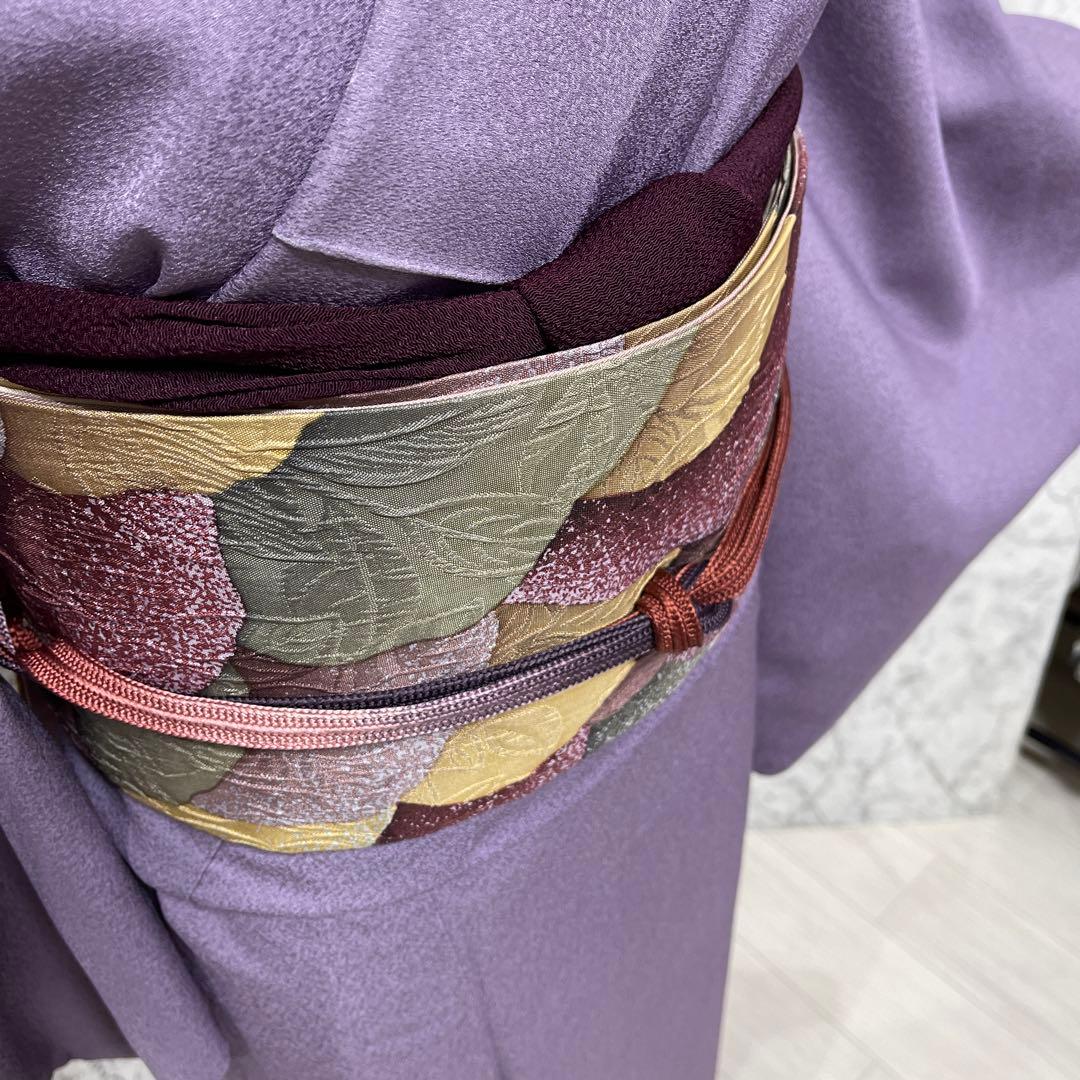 正絹付下げ 紫 作家、落款、一つ紋