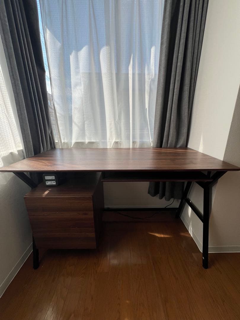 ダークウッド 引き出し付きパソコンデスク